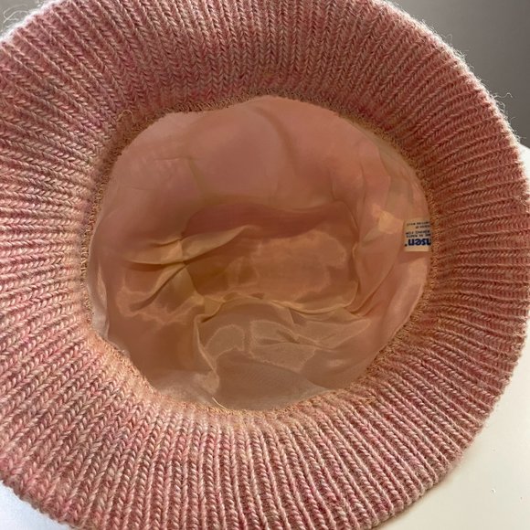 Vintage HANSEN Womens Pink Knit Bucket Brim Warm Winter Hat One Size - Picture 4 of 10